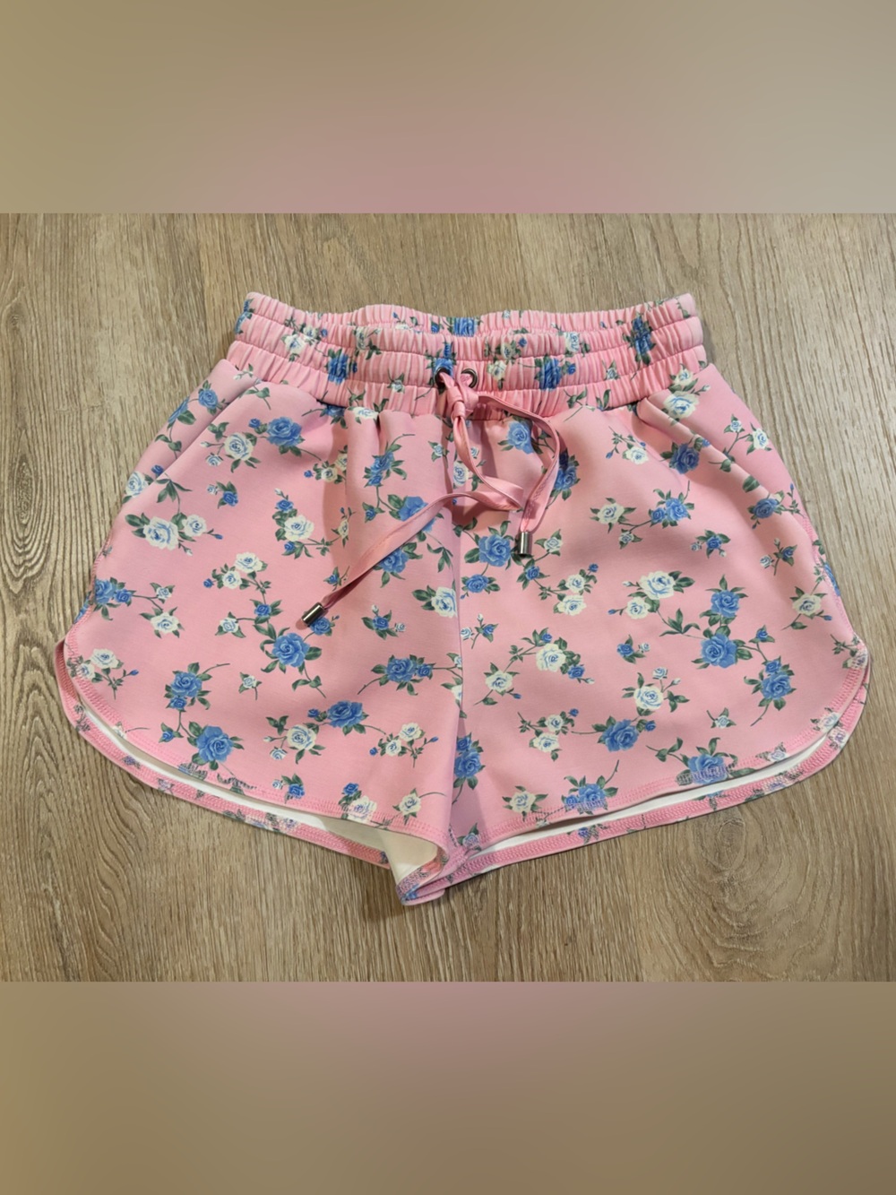 Pink Floral Drawstring Shorts